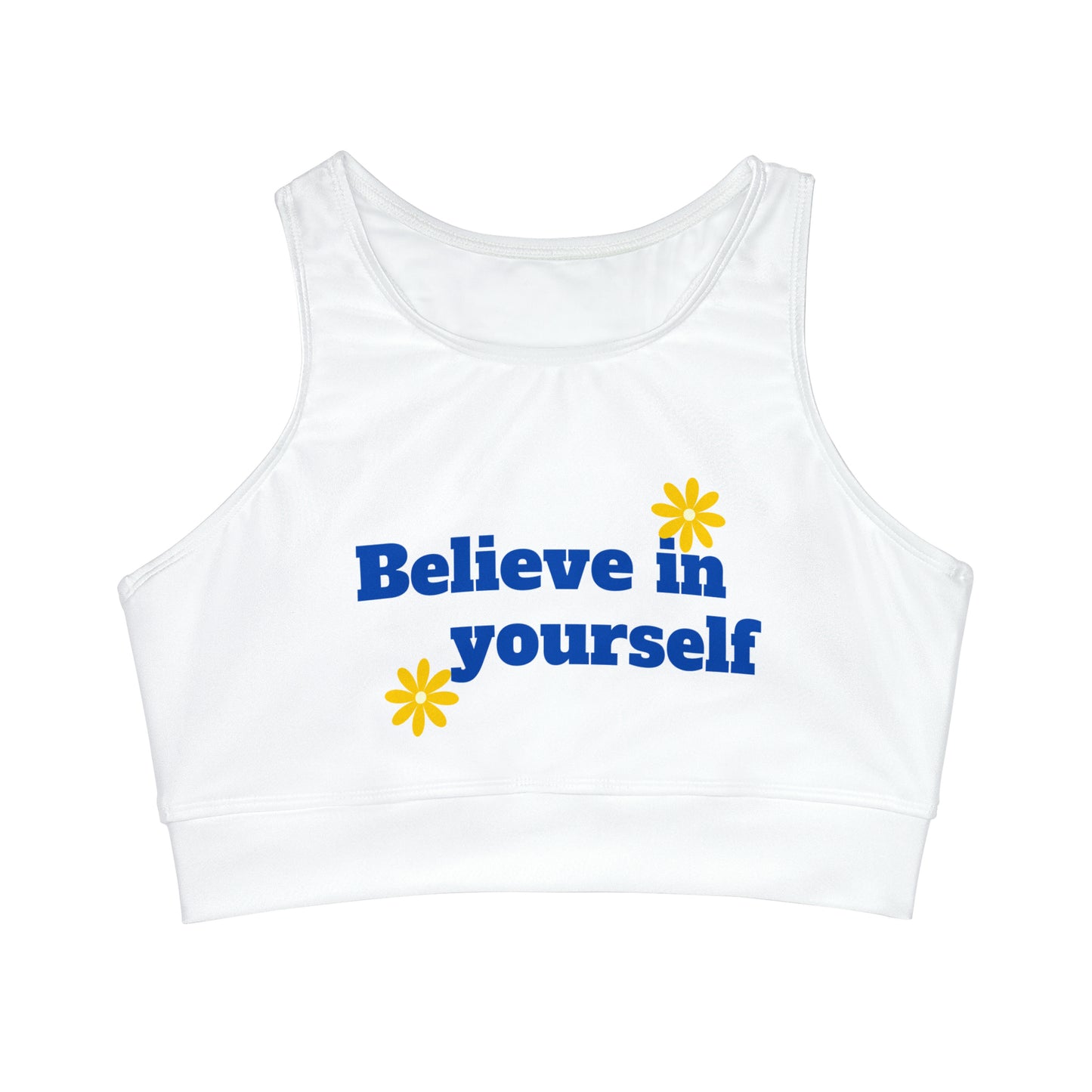 Believe In Yourself High Neck Crop Bikini Top (AOP)