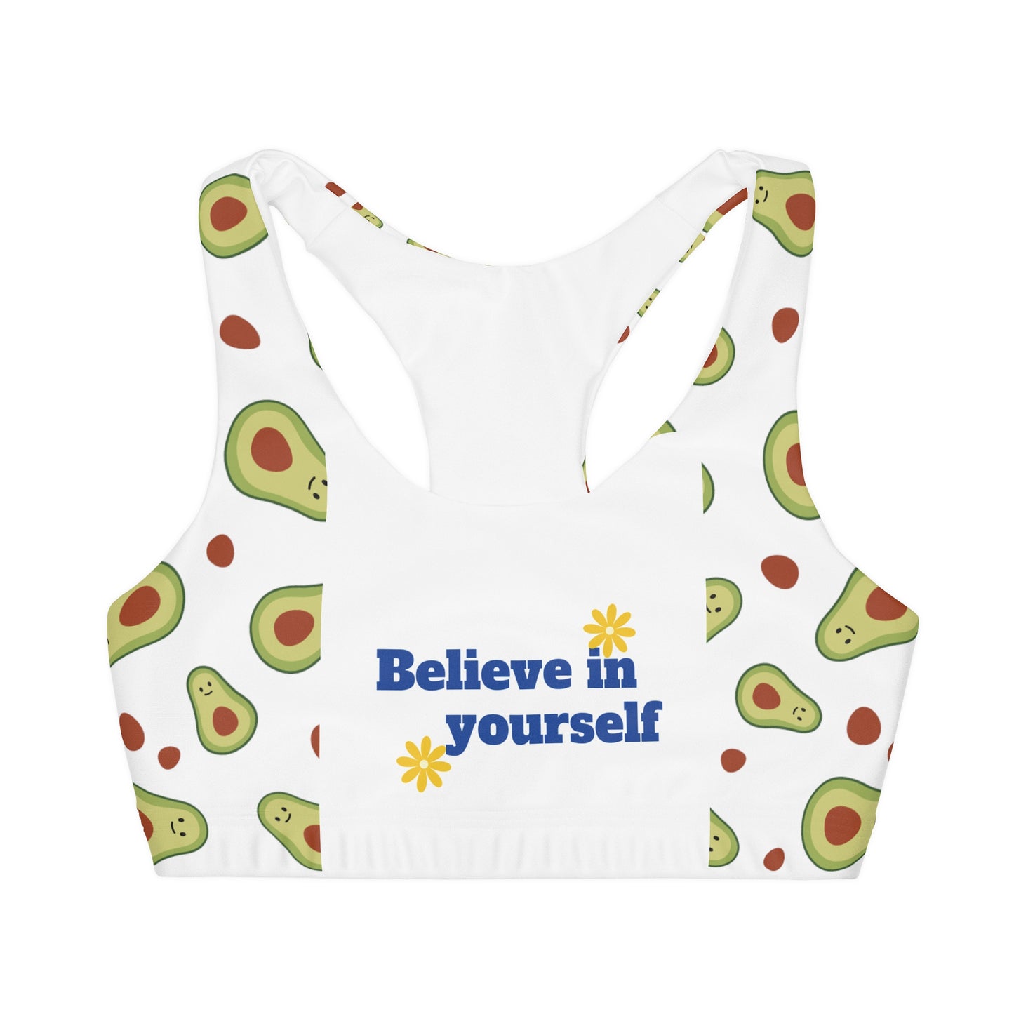 Multicolored Girls' Double Lined Seamless Sports Bra (AOP)
