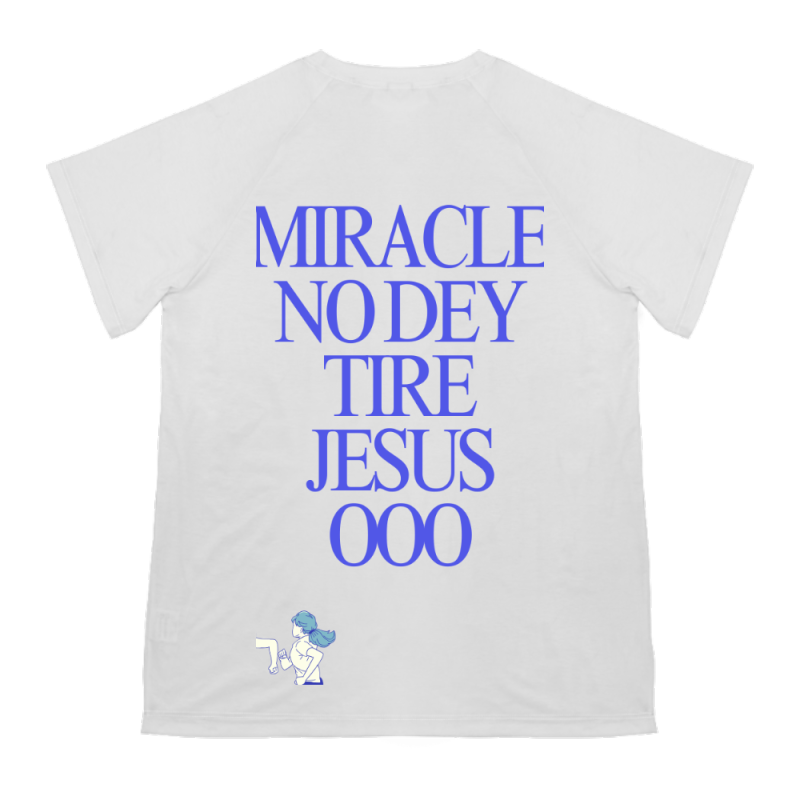 Miracle No Dey Tire Jesus Raglan short-sleeved crew neck T-shirt