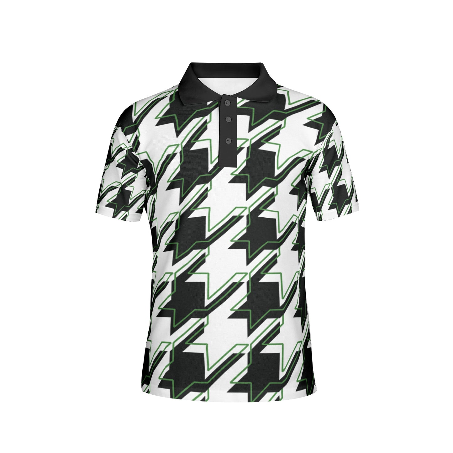 White And Black Men's All-Over Print Polo Shirts