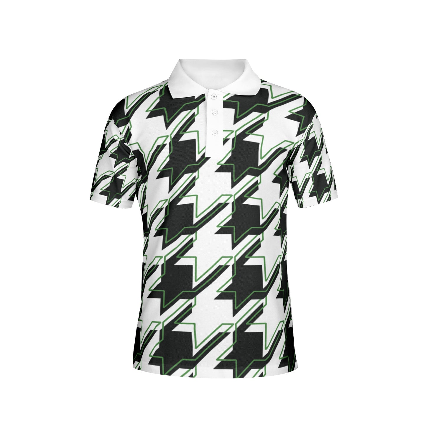 White And Black Men's All-Over Print Polo Shirts