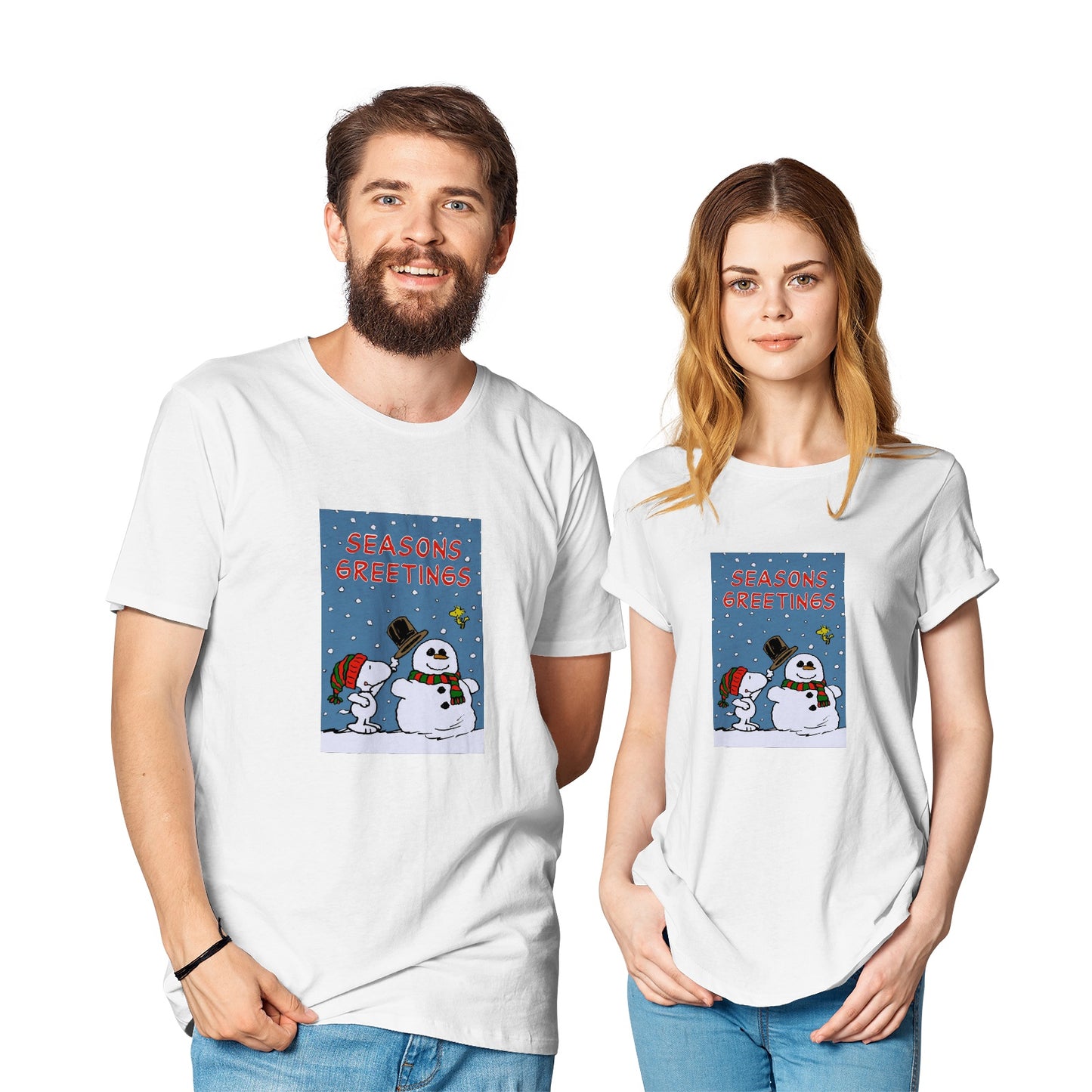 Christmas Couple's Crew Neck Cotton Jersey T-Shirt
