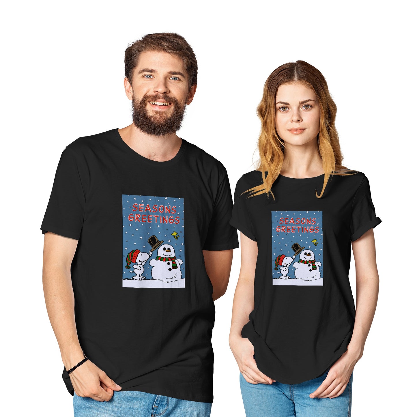 Christmas Couple's Crew Neck Cotton Jersey T-Shirt