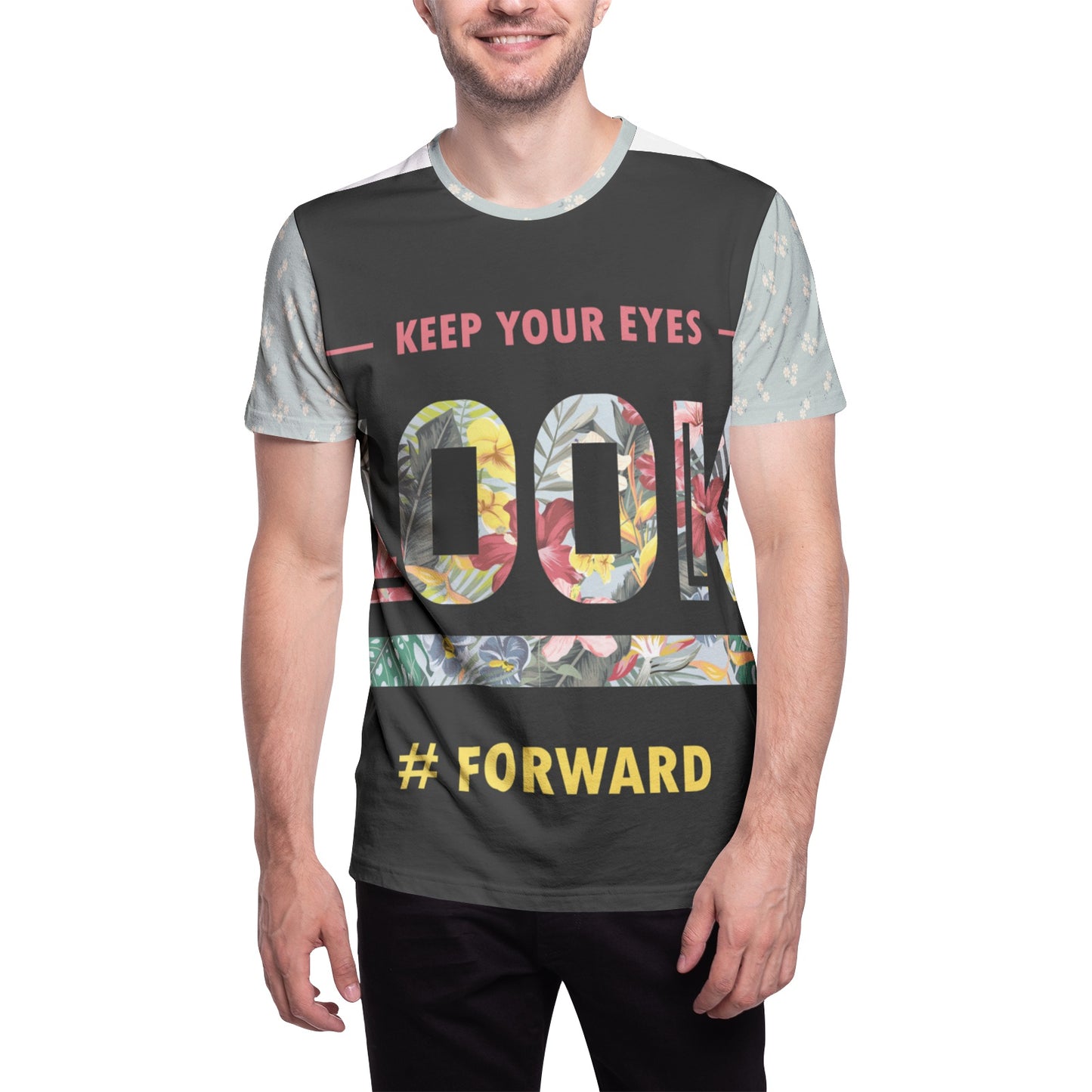 100K Multicolored Men's All-Over Print Crew Neck T-shirts