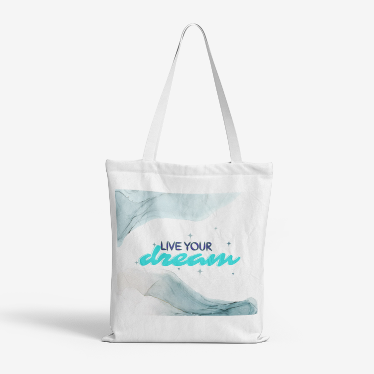 Live Your Dream Heavy Duty and Strong Natural Canvas Tote Bags