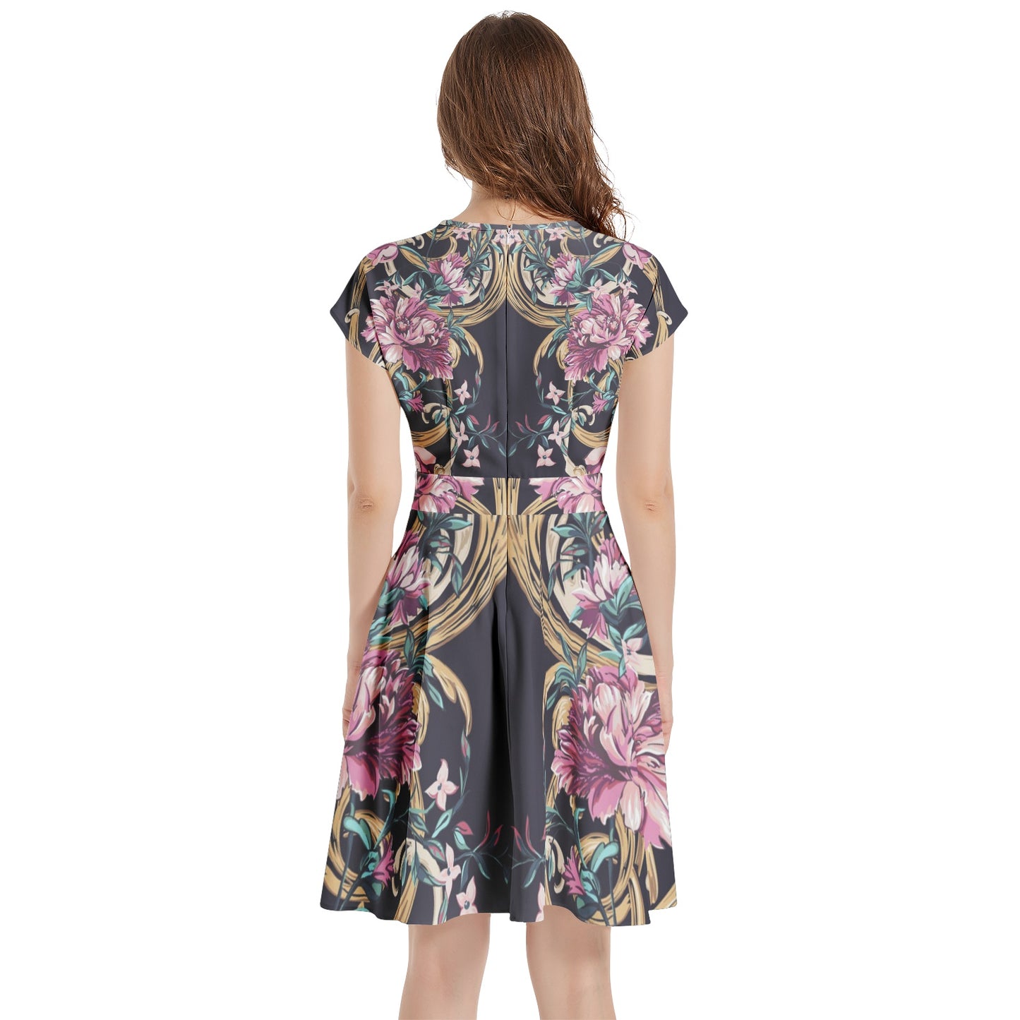 Short Sleeve Casual A-Line Midi Dress