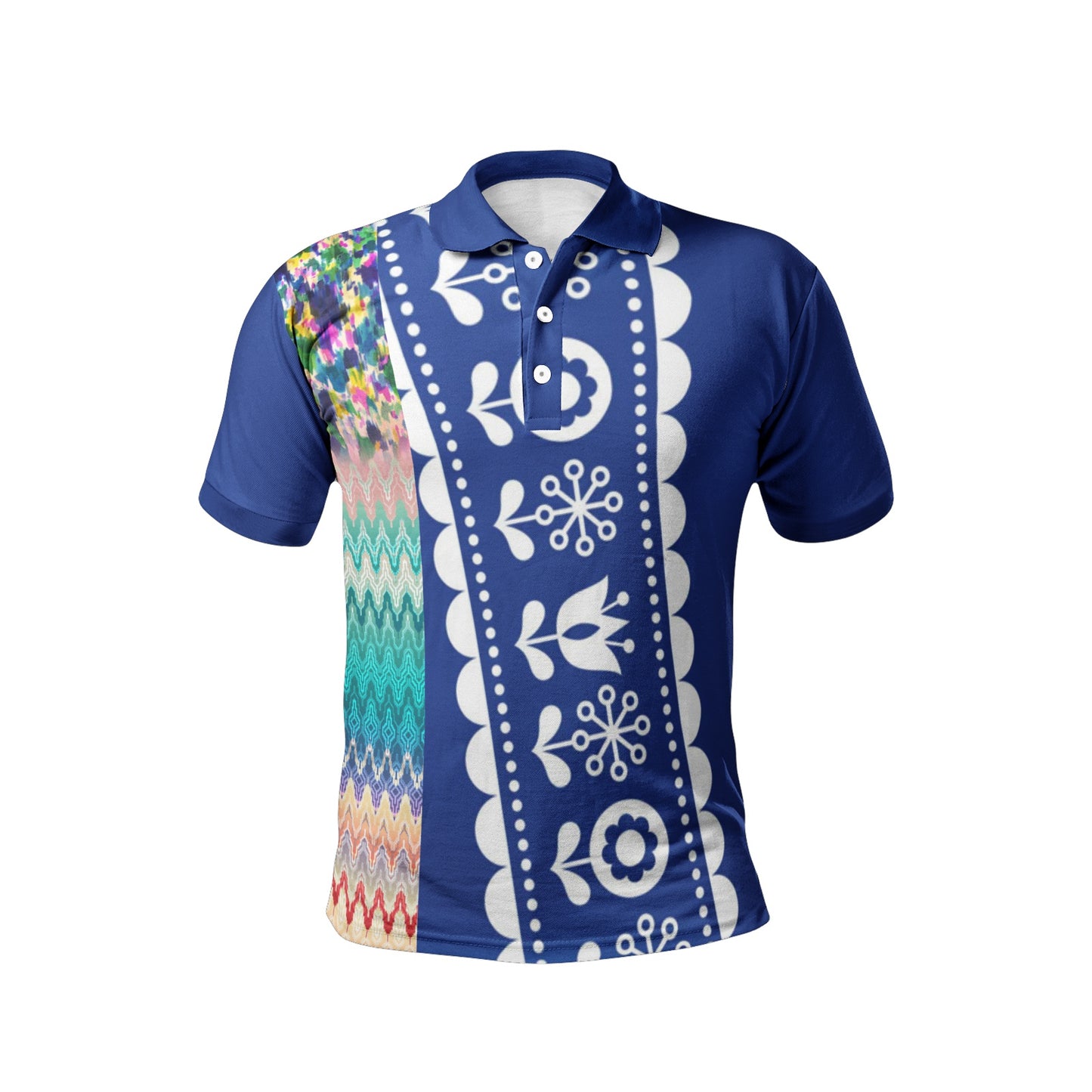 Bluish Men's All-Over-Print Polo Shirts