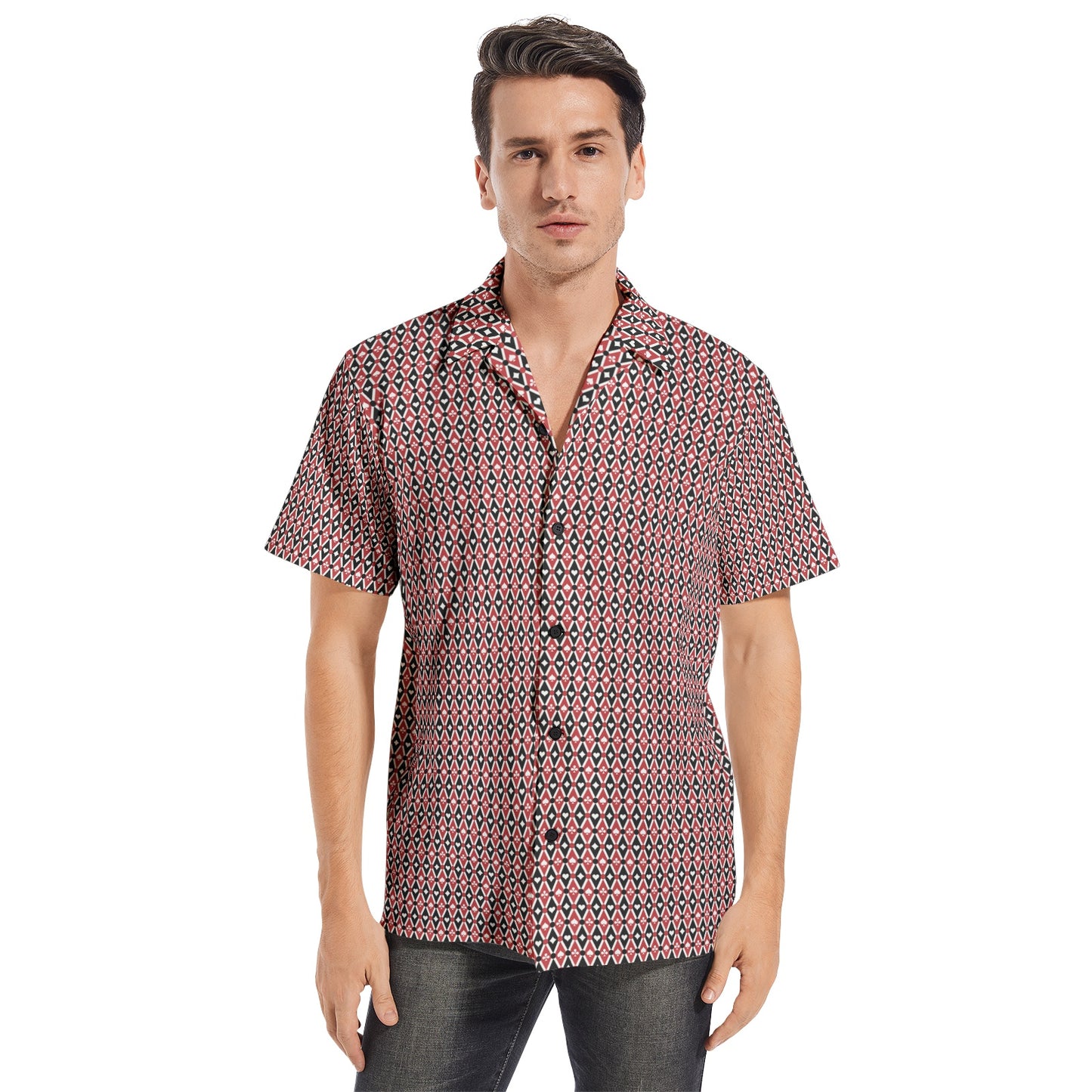 Reddish Blue Men's All-over print Short Sleeve Shirts