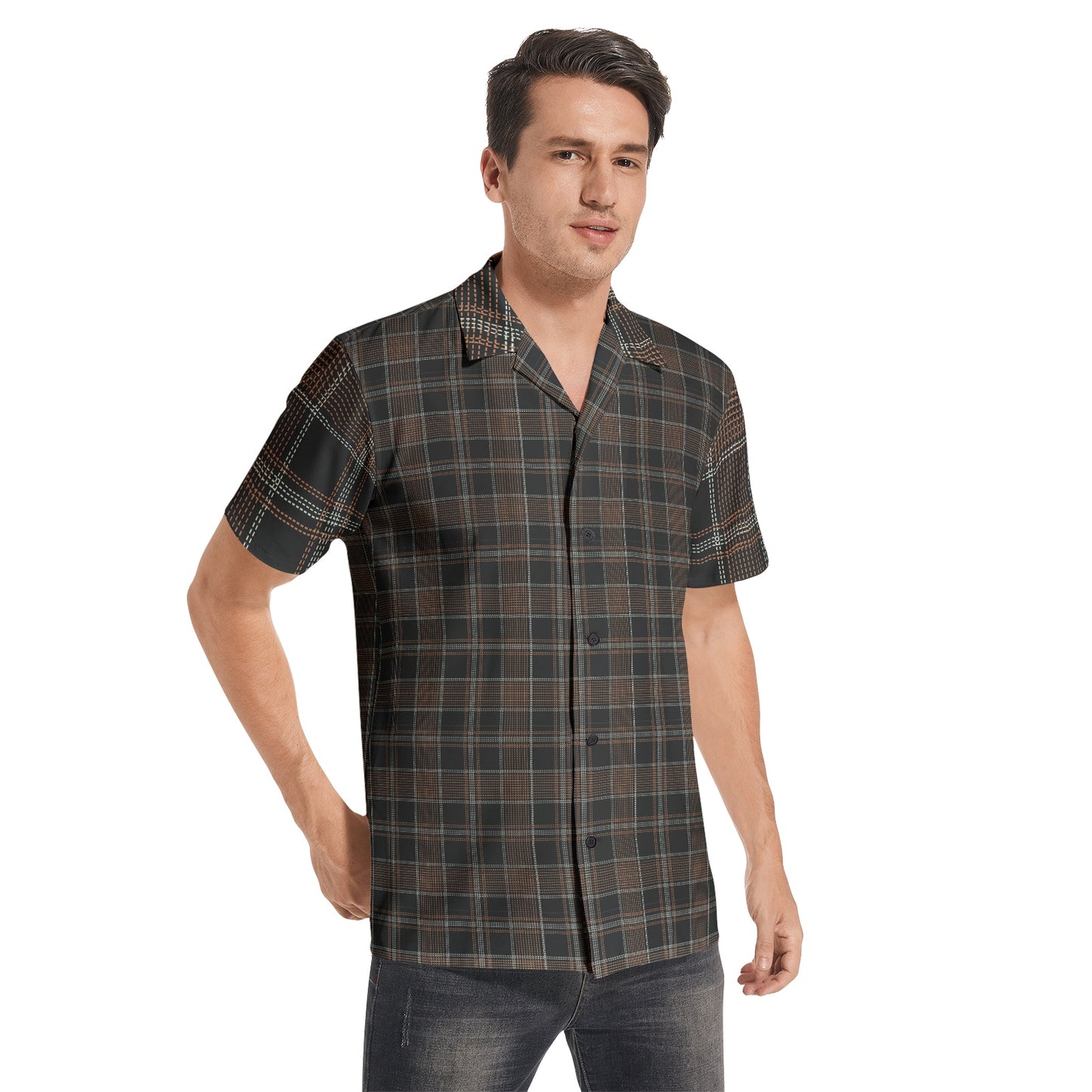Ash Brown Men's All-over print Short Sleeve Shirts