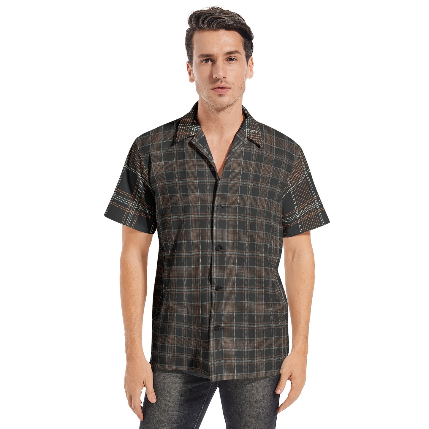 Ash Brown Men's All-over print Short Sleeve Shirts