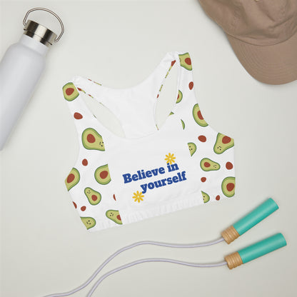 Multicolored Girls' Double Lined Seamless Sports Bra (AOP)