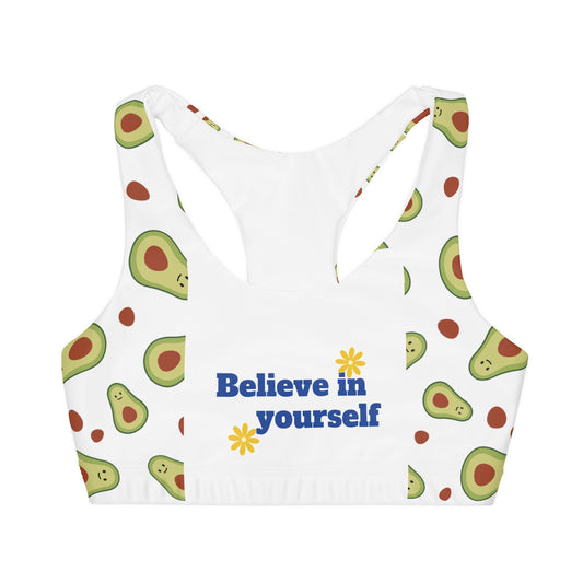 Multicolored Girls' Double Lined Seamless Sports Bra (AOP)