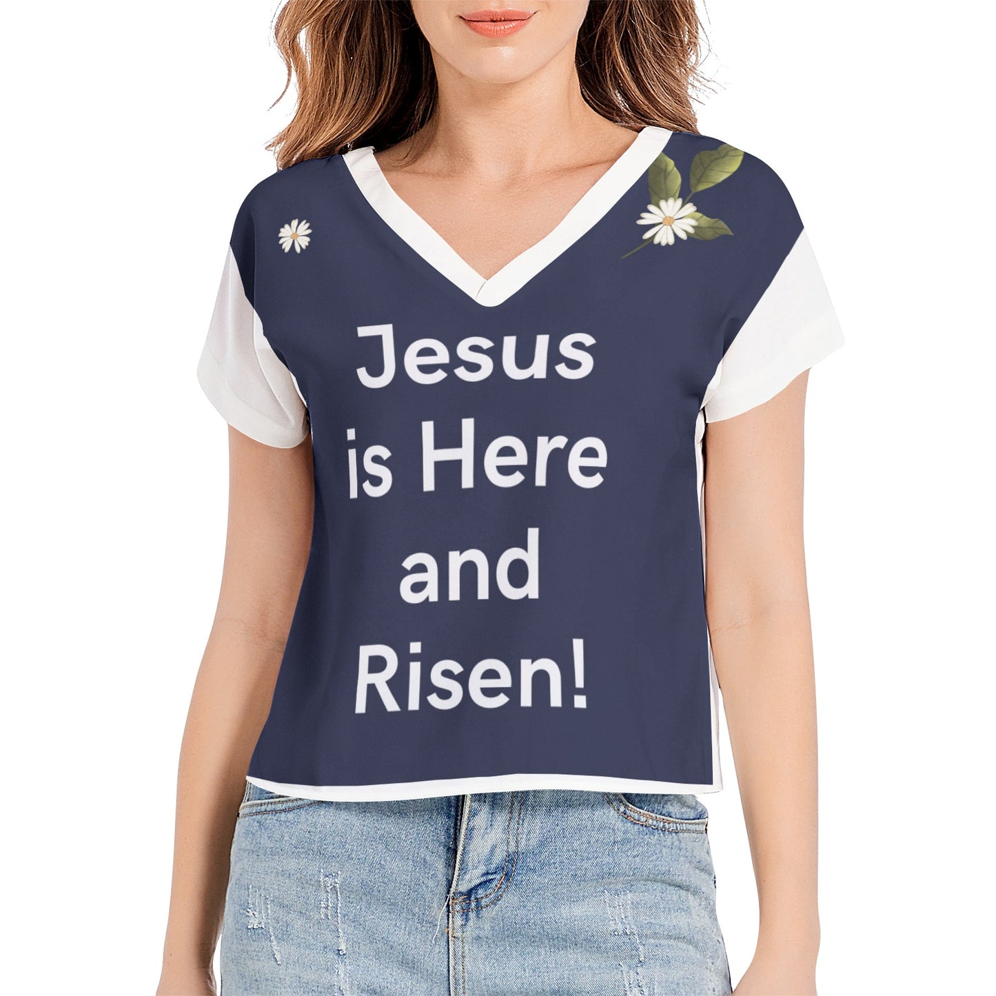 Easter Batwing Sleeve V-Neck Top