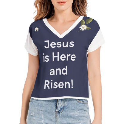 Easter Batwing Sleeve V-Neck Top