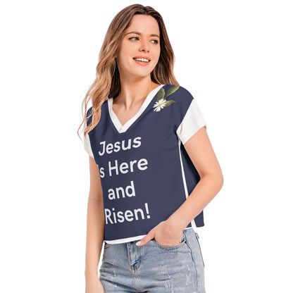 Easter Batwing Sleeve V-Neck Top