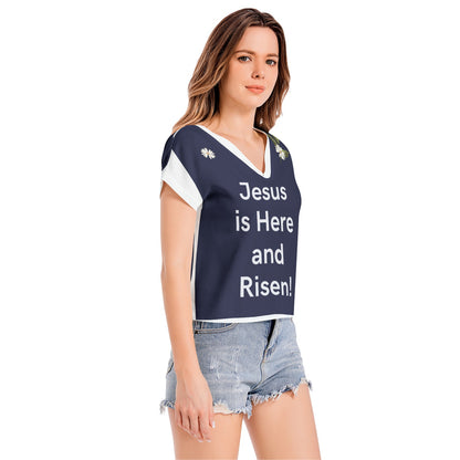 Easter Batwing Sleeve V-Neck Top