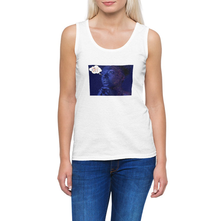 Women’s Stretch Wide Shoulder Straps Neckline Tank Top