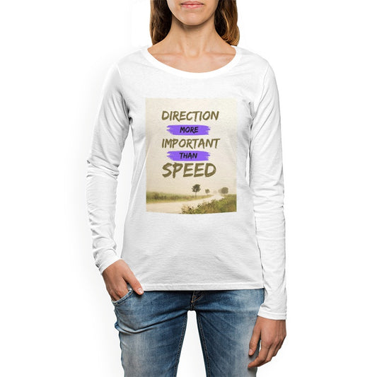 Women's Crew Neck White Long sleeve T-shirt