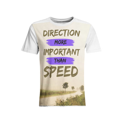Direction More Important Than Speed Men's All-Over Print Crew Neck T-shirts