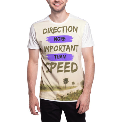 Direction More Important Than Speed Men's All-Over Print Crew Neck T-shirts