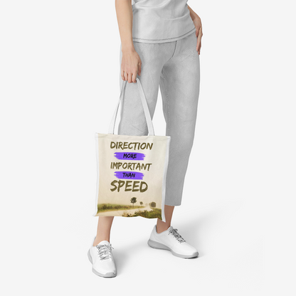 Direction More Important Than Speed Heavy Duty and Strong Natural Canvas Tote Bags