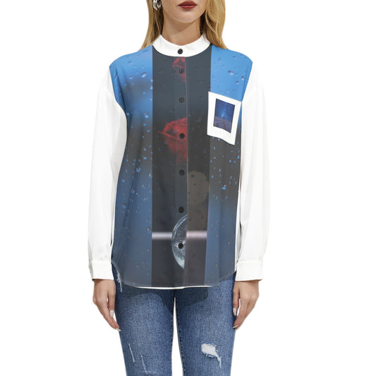 Multicolored Long Sleeve Button Up Casual Shirt Top