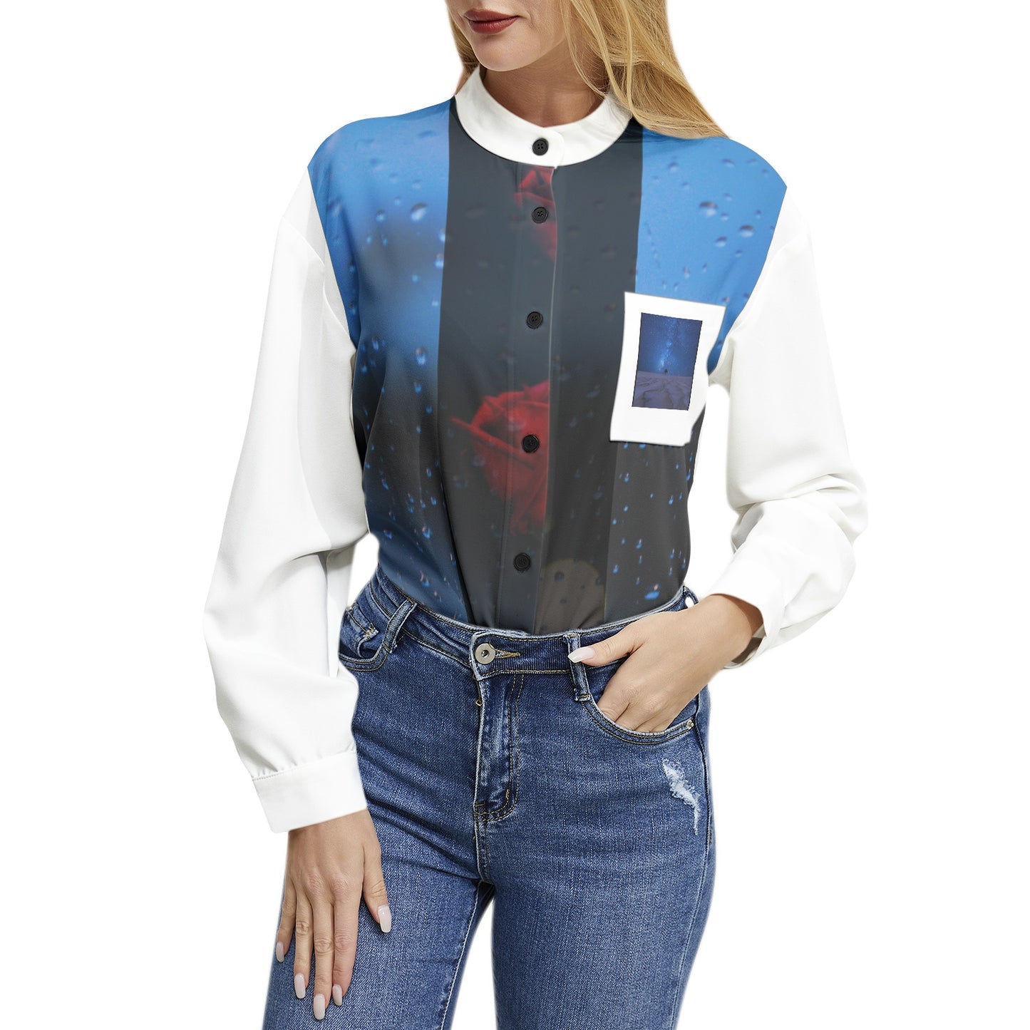 Multicolored Long Sleeve Button Up Casual Shirt Top